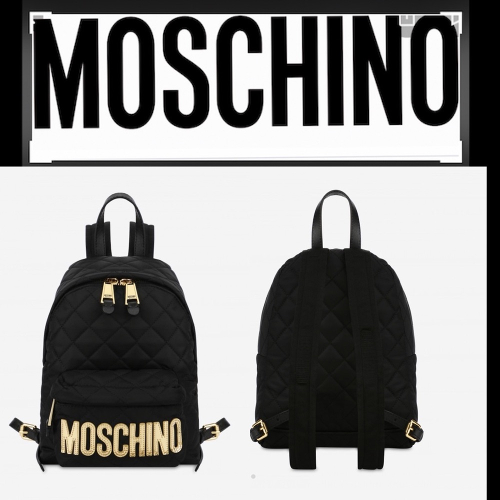 Moschino Black Diamond Quilted logo backpack New!💕
